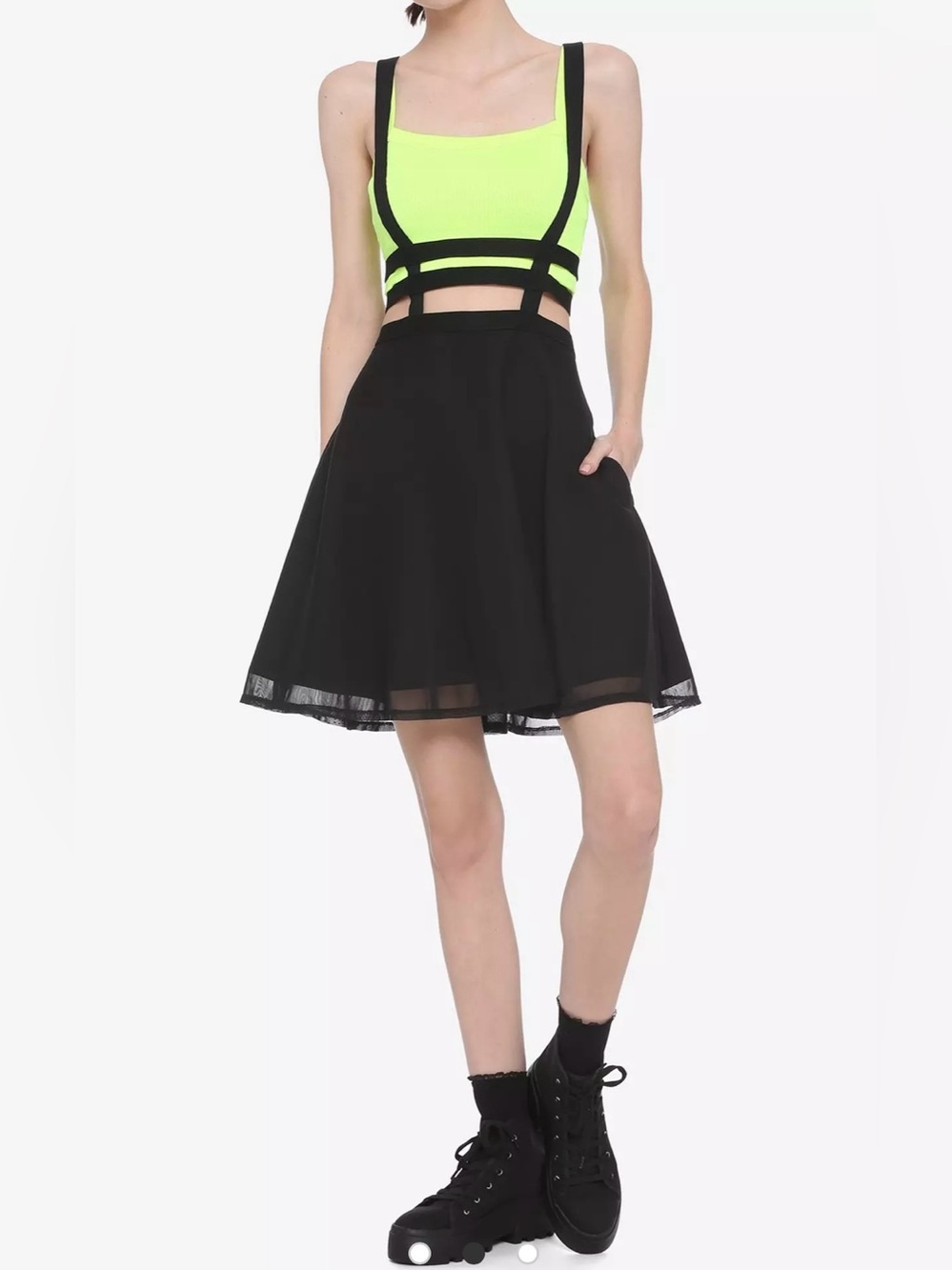 HOT TOPIC Cage & Mesh Suspender Strappy Black Skirt Sz XL Gothic Punk Skatergirl